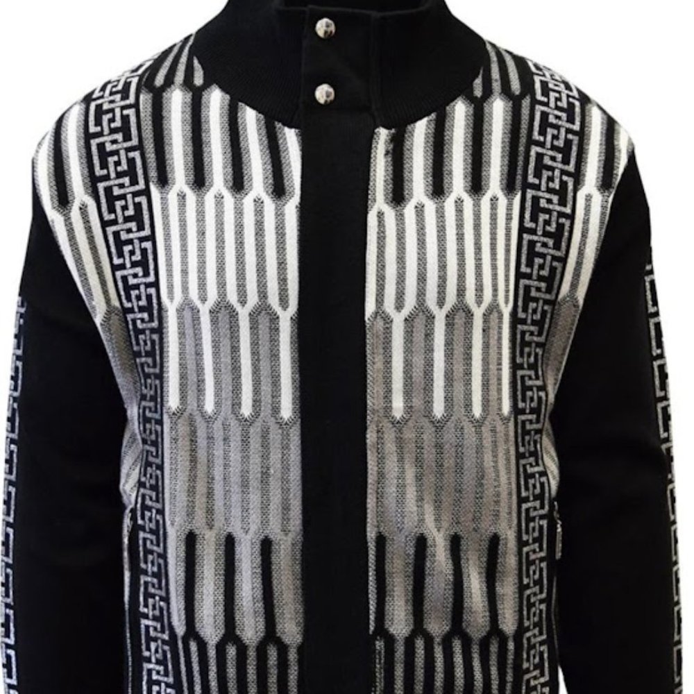 Size XXL $59 SILVERSILK Black , White and Silver Zip-Up